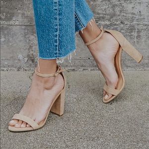 Lulus Taylor Natural Suede Ankle Strap Heels